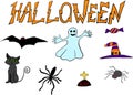 Set of colorful  halloween symbols and icons Royalty Free Stock Photo